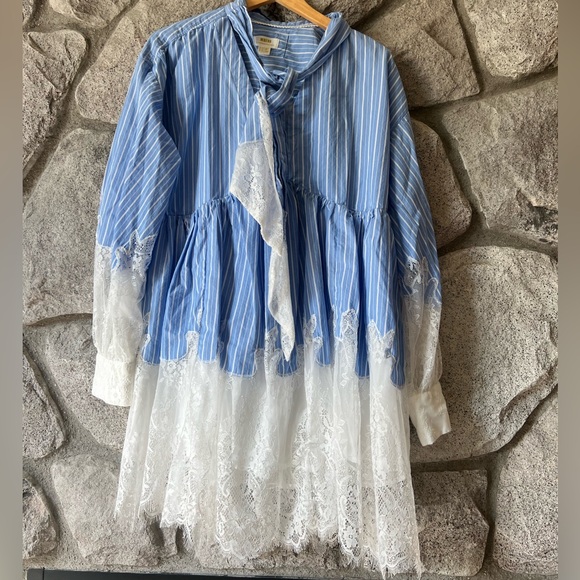 Anthropologie Maeve V-Neck Lace Twofer Mini Shirt Dress Size 14 - Picture 3 of 11